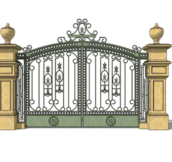欧式铁艺大门别墅大门SU模型下载